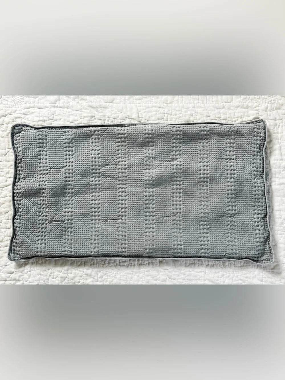 x2 Pottery Barn Honeycomb Quilted Sham Greenish Blue King 100% Cotton 20x36 2022